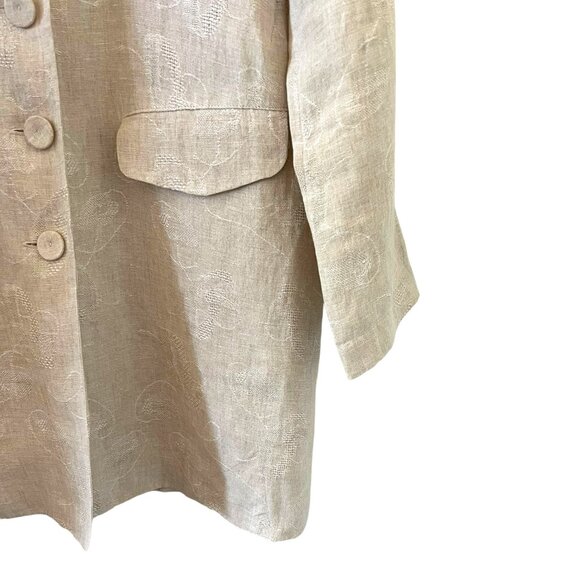 Eileen Fisher Linen Button Front Long Jacket In Tan Size SP - Picture 6 of 14